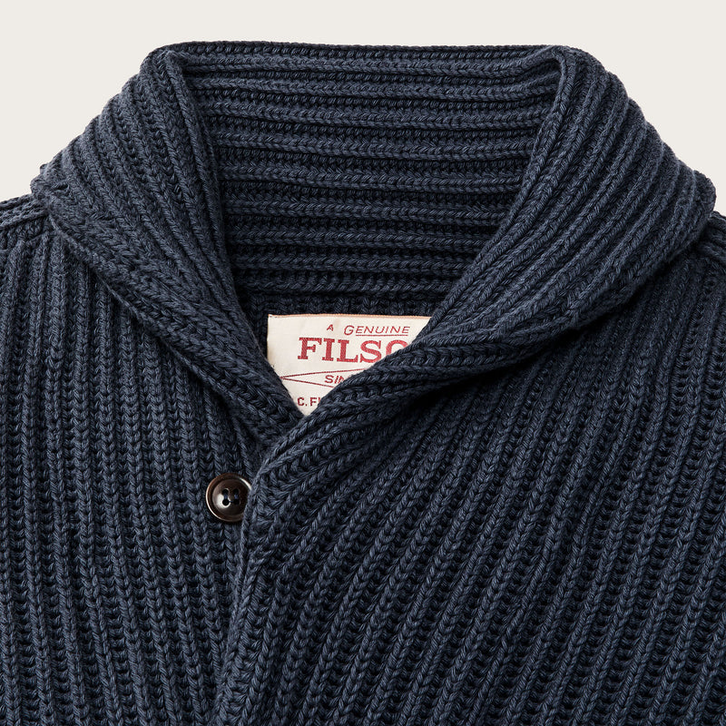 Fisherman rib cotton cardigan by Filson | Navy (Blue)