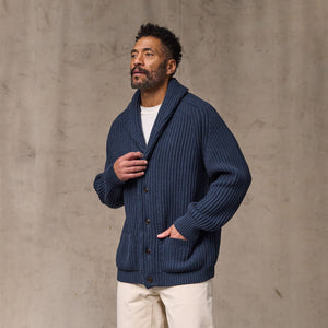 Fisherman rib cotton cardigan by Filson | Navy (Blue)
