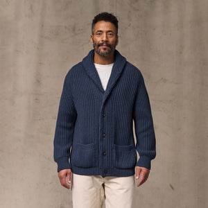 Fisherman rib cotton cardigan by Filson | Navy (Blue)