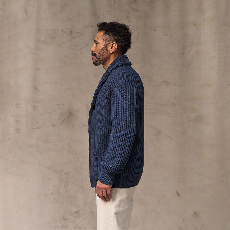 Fisherman rib cotton cardigan by Filson | Navy (Blue)