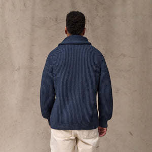 Fisherman rib cotton cardigan by Filson | Navy (Blue)