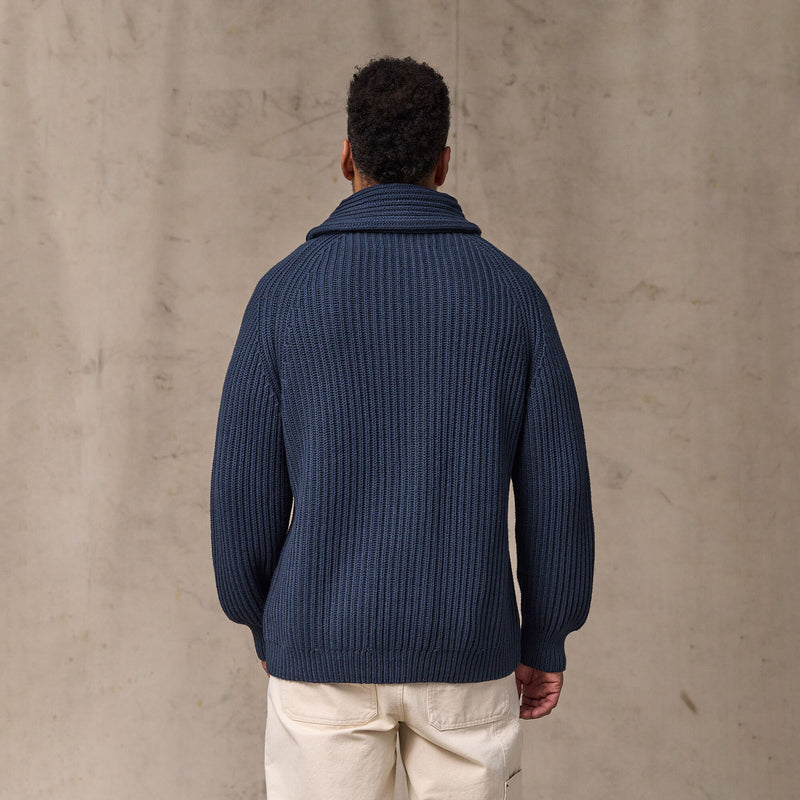 Fisherman rib cotton cardigan by Filson | Navy (Blue)