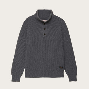 Cascade rib button up sweater by Filson | Medium grey melange (Gray)