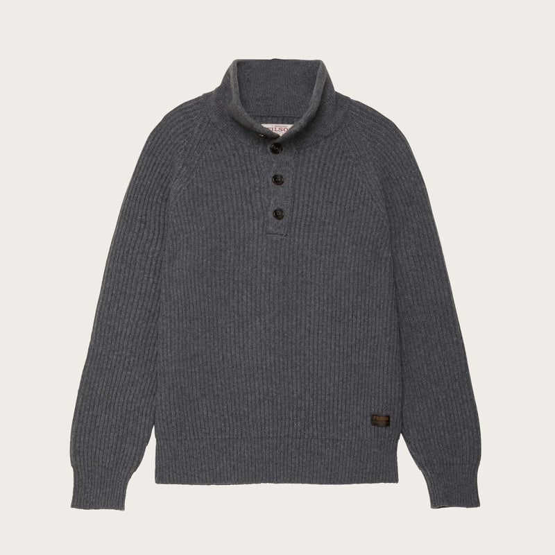 Cascade rib button up sweater by Filson | Medium grey melange (Gray)