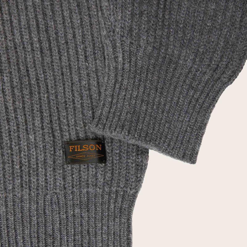 Cascade rib button up sweater by Filson | Medium grey melange (Gray)