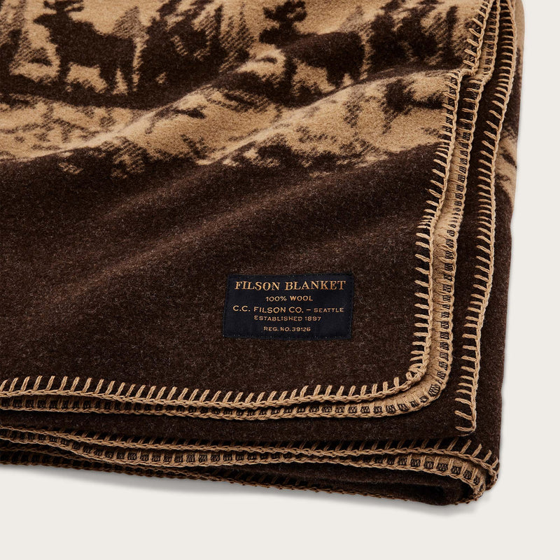 Jacquard wool blanket by Filson | Brown / khaki moose (Brown)