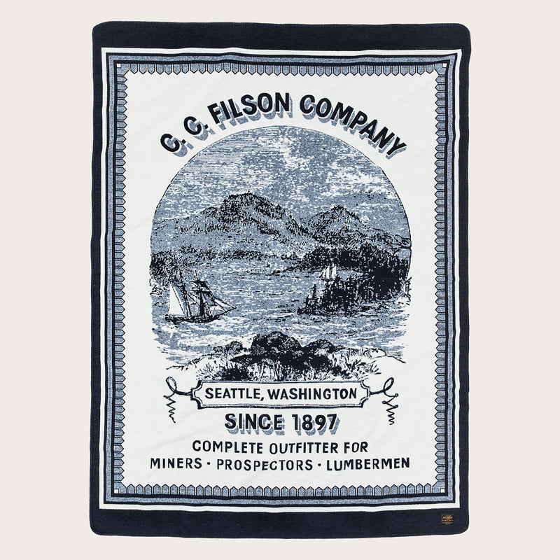 Couverture en laine mélangée par Filson | Navy / mountain sea (Blue)