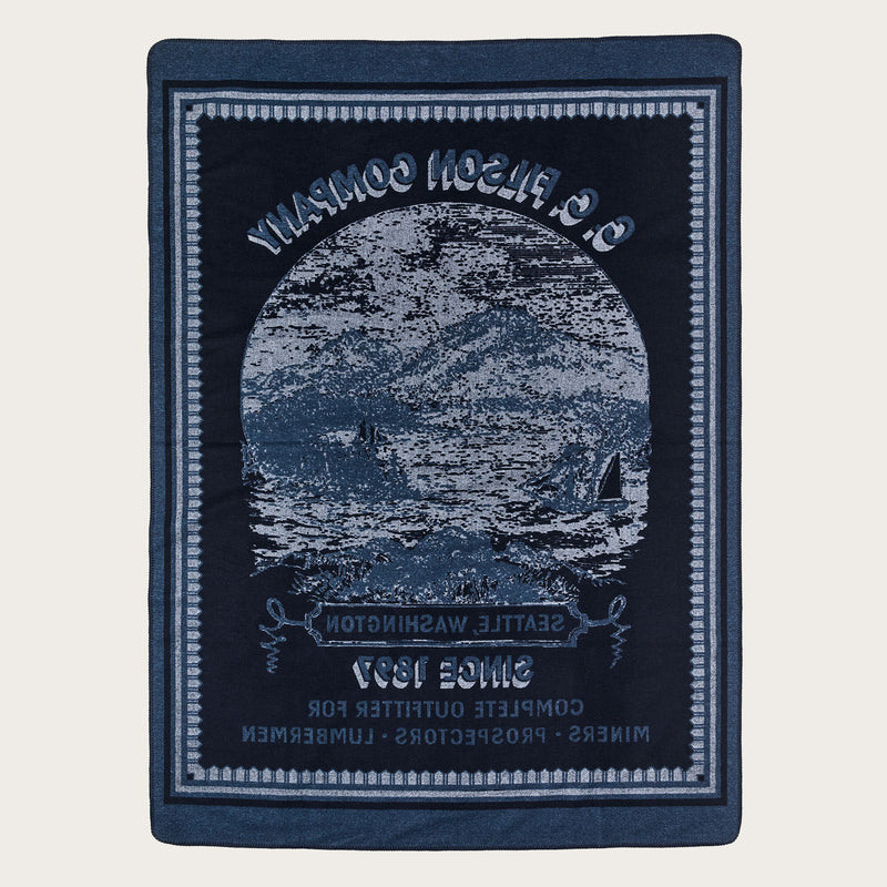 Couverture en laine mélangée par Filson | Navy / mountain sea (Blue)