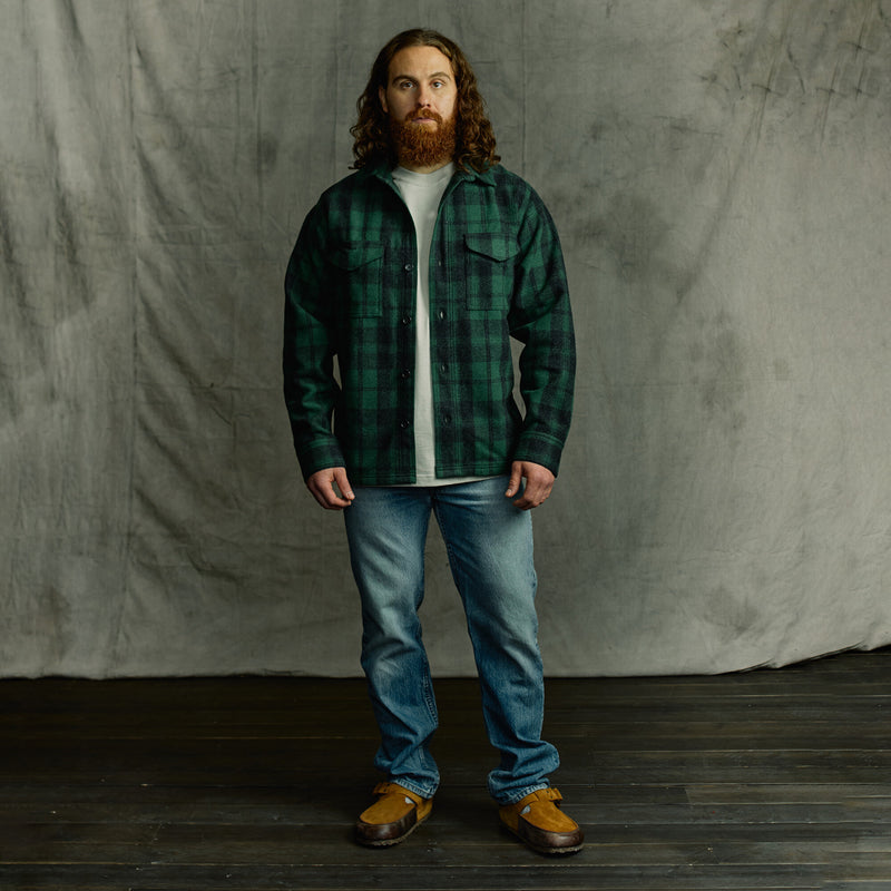 Wool jac-shirt by Filson | Green / black plaid (Green)