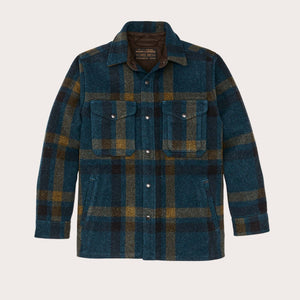 Lined mackinaw wool jac-shirt by Filson | Teal / ochre plaid (Blue)