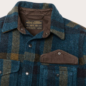 Lined mackinaw wool jac-shirt by Filson | Teal / ochre plaid (Blue)