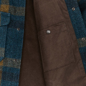 Lined mackinaw wool jac-shirt by Filson | Teal / ochre plaid (Blue)