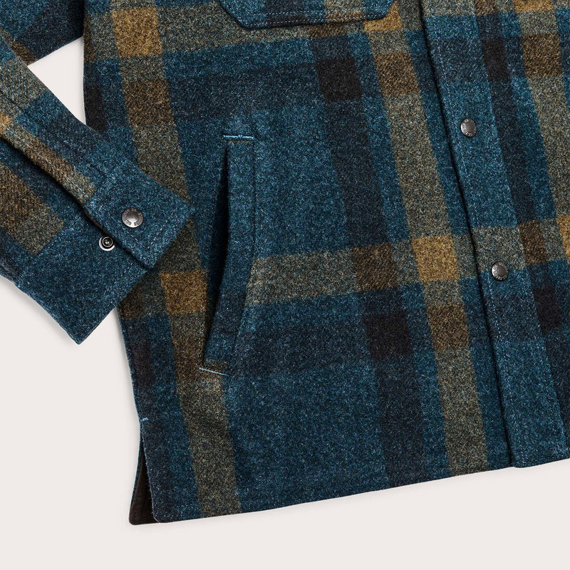 Lined mackinaw wool jac-shirt by Filson | Teal / ochre plaid (Blue)