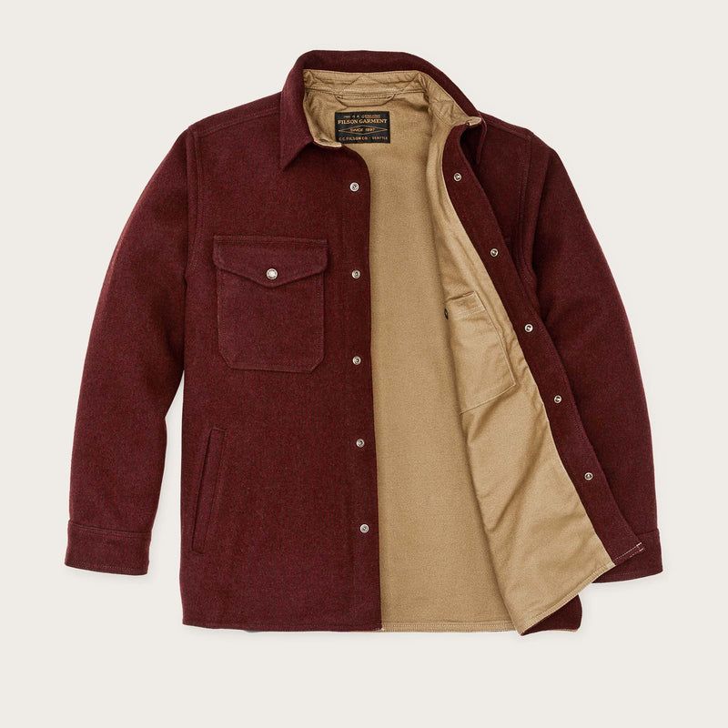 Lined mackinaw wool jac-shirt by Filson | Dark red / black hou (Red)