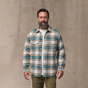 Insulated flannel jac-shirt by Filson | Teal / khaki plaid (Blue)