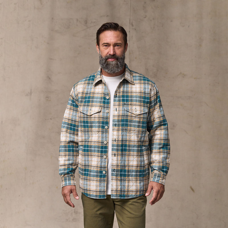 Insulated flannel jac-shirt by Filson | Teal / khaki plaid (Blue)