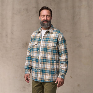 Insulated flannel jac-shirt by Filson | Teal / khaki plaid (Blue)