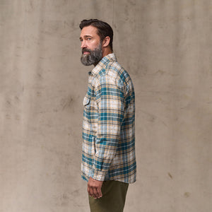 Insulated flannel jac-shirt by Filson | Teal / khaki plaid (Blue)