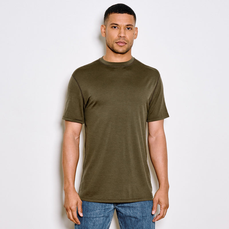 210g merino wool short sleeve crew by Filson | Dark olive (Green)