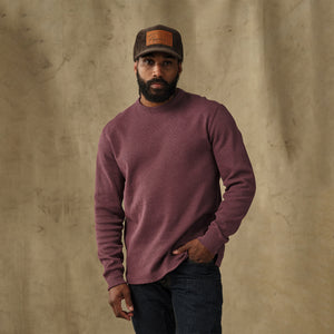 Waffle knit thermal crew by Filson | Dark port heather (Red)