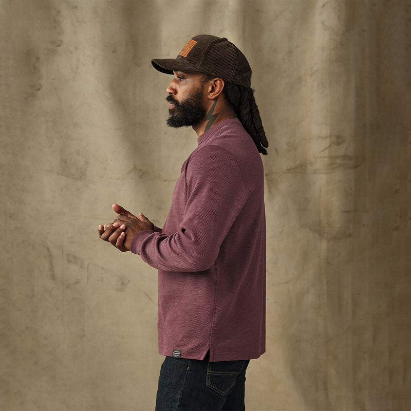 Waffle knit thermal crew by Filson | Dark port heather (Red)