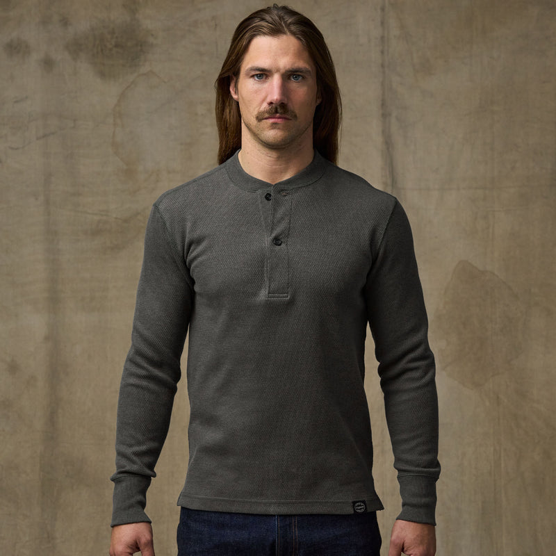 Waffle knit henley by Filson | Charcoal (Gray)