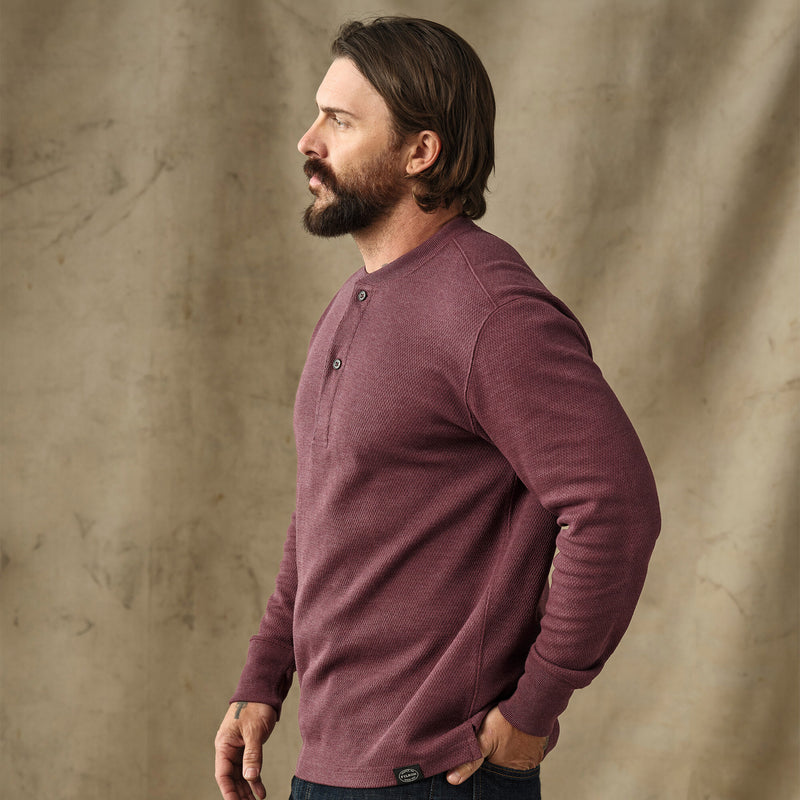 Waffle knit henley by Filson | Dark port heather (Red)