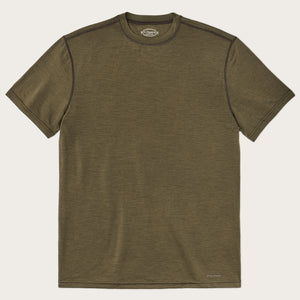 Tee-shirt ras du cou à manches courtes en laine mérinos 210 g par Filson | Dark olive (Green)