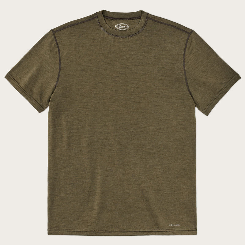 Tee-shirt ras du cou à manches courtes en laine mérinos 210 g par Filson | Dark olive (Green)