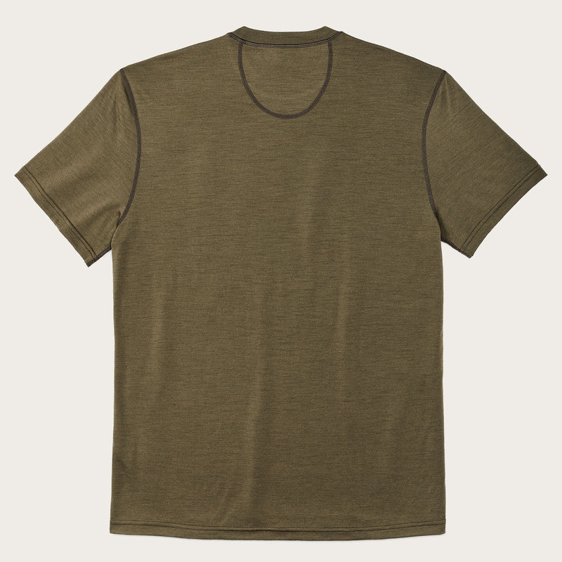 Tee-shirt ras du cou à manches courtes en laine mérinos 210 g par Filson | Dark olive (Green)