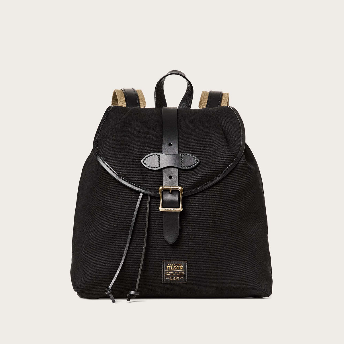 Drawstring Rugged Backpack Rugged twill drawstring backpack by Filson | Black (Black)