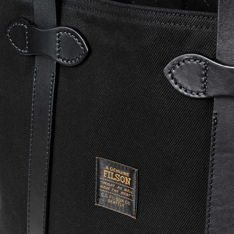 Rugged twill large open tote bag by Filson | Black (Black)