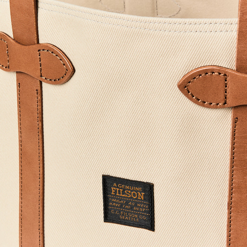 Rugged twill large open tote bag by Filson | Feather grey (White)