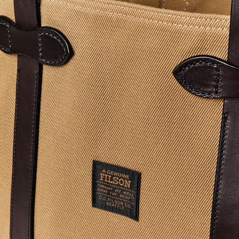 Rugged twill large open tote bag by Filson | Tan (Beige)