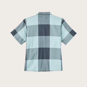 Women’s short sleeve twill camp shirt by Filson | Storm blue/ stone plaid (Blue)