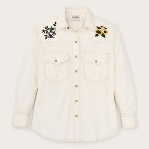 Women's embroidered western shirt by Filson | Natural seed (White)