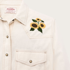 Women's embroidered western shirt by Filson | Natural seed (White)