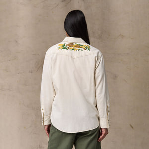Women's embroidered western shirt by Filson | Natural seed (White)