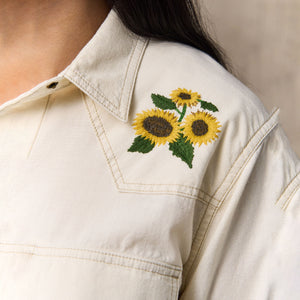 Women's embroidered western shirt by Filson | Natural seed (White)