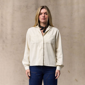 Women's long sleeve twill camp shirt by Filson | Cream (White)