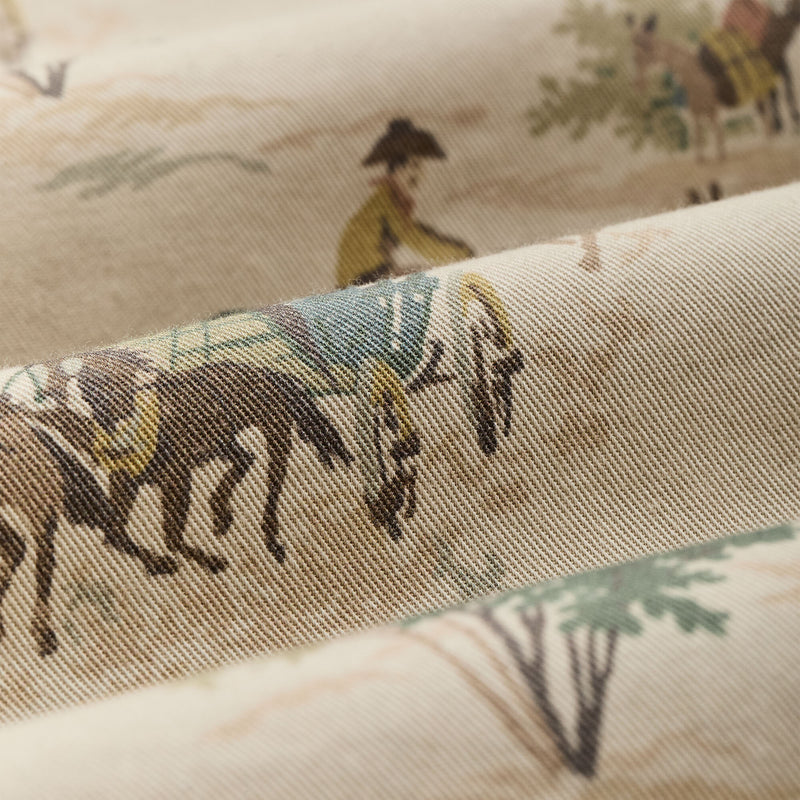 Women's long sleeve twill camp shirt by Filson | Desert green / print (Beige)