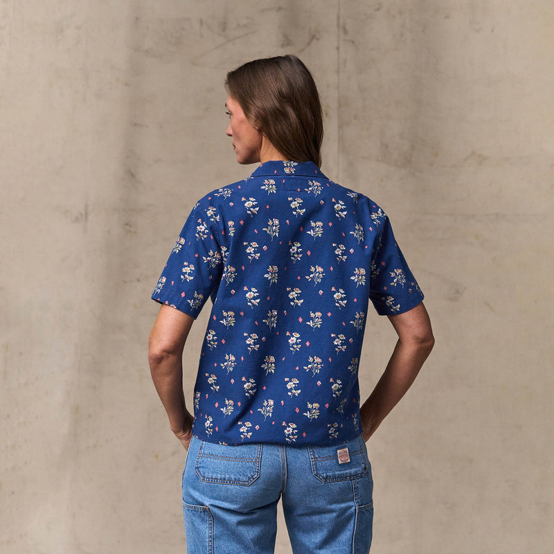 Women's camp shirt by Filson | Indigo / floral (Blue)