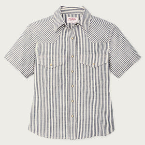 Women's short sleeve chambray western shirt by Filson | Indigo / natural (Gray)