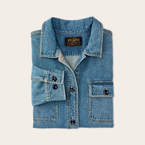 Women's embroidered denim shirt by Filson | Vintage indigo (Blue)