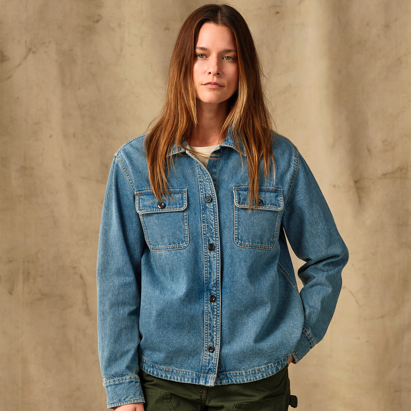 Women's embroidered denim shirt by Filson | Vintage indigo (Blue)