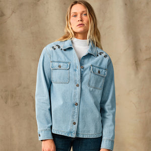 Women's embroidered denim shirt by Filson | Pale indigo (Blue)
