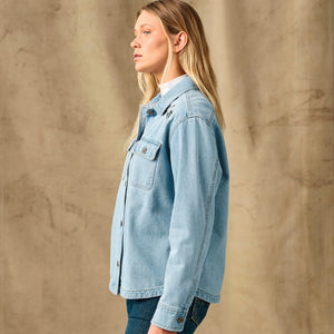 Women's embroidered denim shirt by Filson | Pale indigo (Blue)