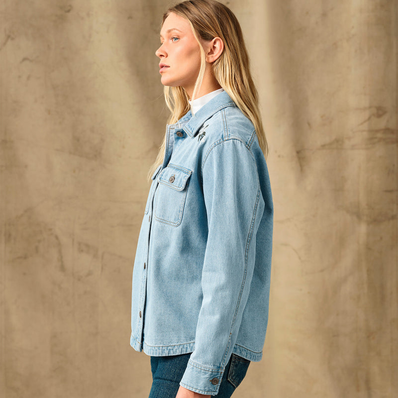 Women's embroidered denim shirt by Filson | Pale indigo (Blue)