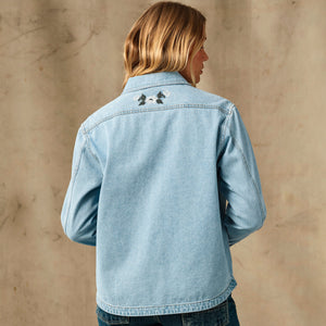 Women's embroidered denim shirt by Filson | Pale indigo (Blue)
