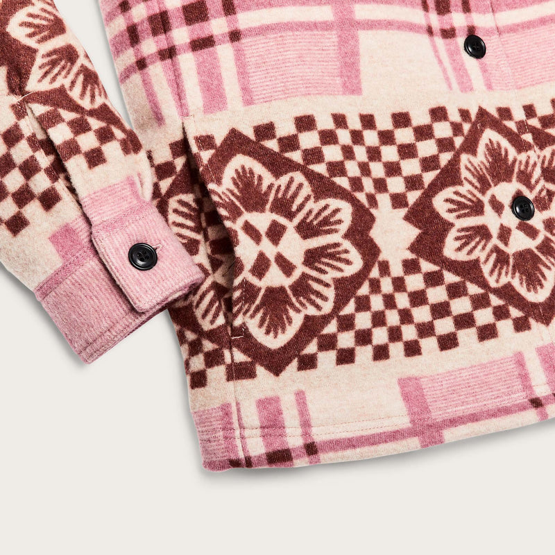 Women's blanket wool overshirt by Filson | Flower blanket plaid (Pink)